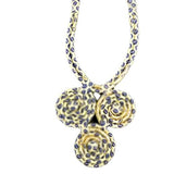 Hand-crafted Yellow Multicolored Triple Madallion Fabric Necklace