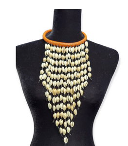 African Cowrie Shell Bead Drop Necklace | Geri's Bluffing Boutique