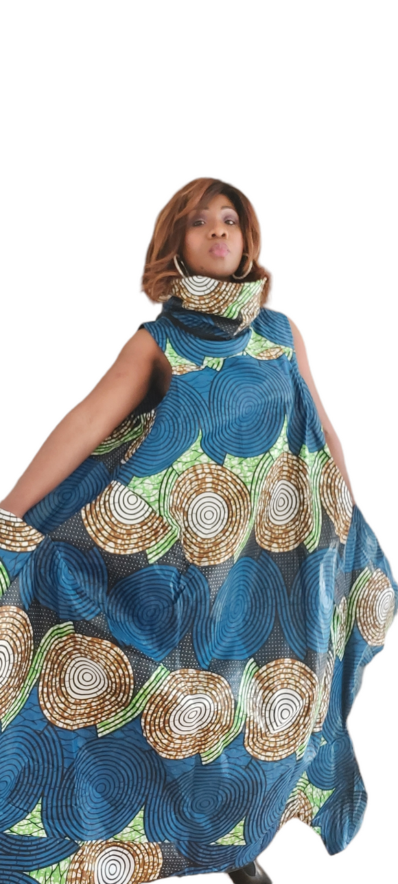 Jumpsuit-African Print Cowl Beck