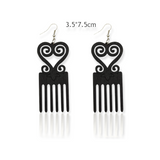 Earring - Wood finish |Black and White|  Geri's Bluffing Boutique