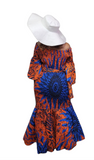 2pc Stretch Dress | African Print | Smock Fitted Mermaid | One Size | Geri's Bluffing Boutique