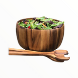 Wood Salad Bowl with utensils