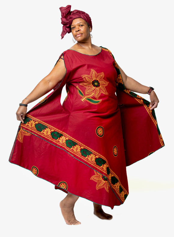 Women's Red Show Me The Money Wax Dress with Headwrap | WDRGB-2PLN-20672